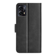 For Motorola Moto E13 Dual-side Magnetic Buckle Horizontal Flip Leather Phone Case(Black)