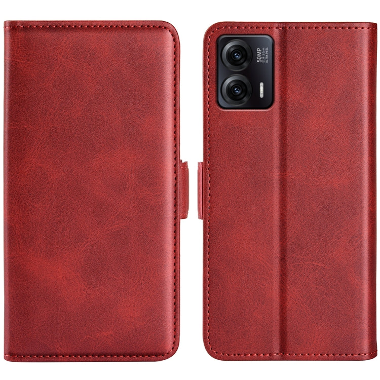 For Motorola Moto G73 Dual-side Magnetic Buckle Horizontal Flip Leather Phone Case(Red)