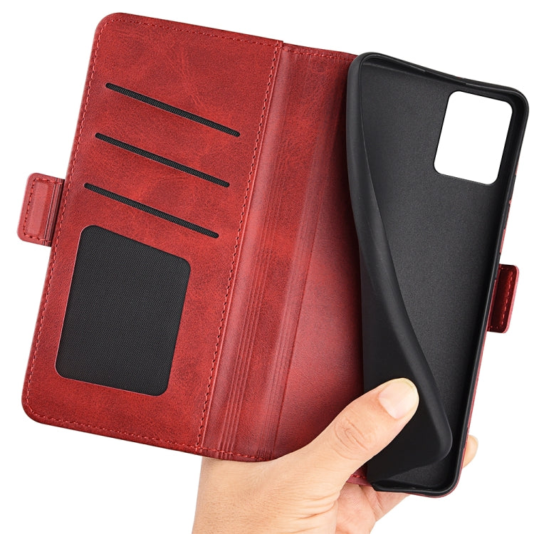 For Motorola Moto G73 Dual-side Magnetic Buckle Horizontal Flip Leather Phone Case(Red)