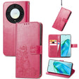 For Honor Magic5 Lite Four-leaf Clasp Embossed Buckle Leather Phone Case(Magenta) - free shipping - PMC TechLife - Order now!