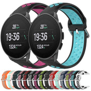 For Suunto 9 Peak Pro 22mm Perforated Breathable Sports Silicone Watch Band(Black+ Lime)