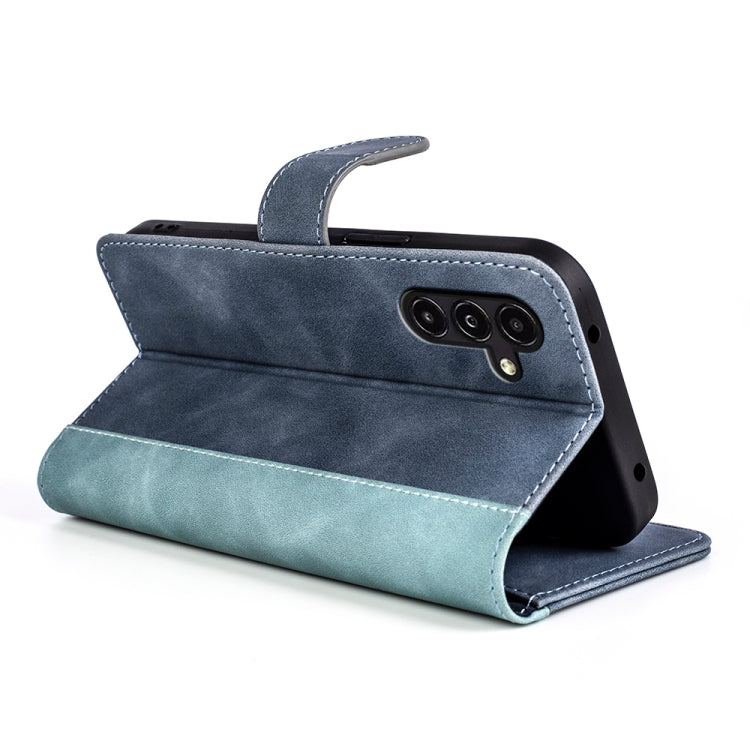 For Samsung Galaxy A14 5G Stitching Horizontal Flip Leather Phone Case(Blue)