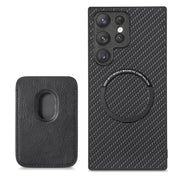 For Samsung Galaxy S22+ 5G Carbon Fiber Leather Card Magsafe Magnetic Phone Case(Black)