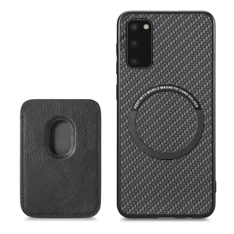 For Samsung Galaxy S20 Carbon Fiber Leather Card Magsafe Magnetic Phone Case(Black)