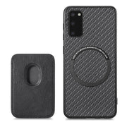 For Samsung Galaxy S20 Carbon Fiber Leather Card Magsafe Magnetic Phone Case(Black)