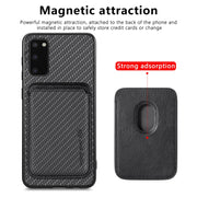 For Samsung Galaxy S20 Carbon Fiber Leather Card Magsafe Magnetic Phone Case(Black)