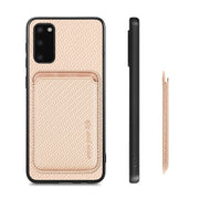 For Samsung Galaxy S20 Carbon Fiber Leather Card Magsafe Magnetic Phone Case(Khaki)