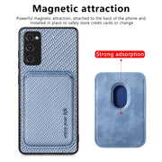 For Samsung Galaxy S21 FE 5G Carbon Fiber Leather Card Magsafe Magnetic Phone Case(Blue)