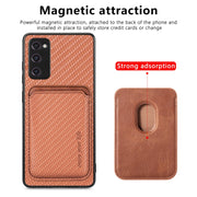 For Samsung Galaxy S21 FE 5G Carbon Fiber Leather Card Magsafe Magnetic Phone Case(Brown)
