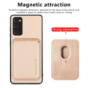 For Samsung Galaxy S21 FE 5G Carbon Fiber Leather Card Magsafe Magnetic Phone Case(Khaki)