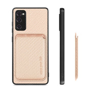 For Samsung Galaxy S20 FE Carbon Fiber Leather Card Magsafe Magnetic Phone Case(Khaki)