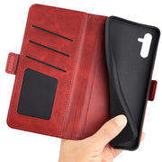 For Samsung Galaxy A14 5G Dual-side Magnetic Buckle Leather Phone Case(Red)