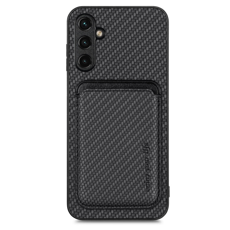 For Samsung Galaxy A14 5G Carbon Fiber Leather Card Magsafe Magnetic Phone Case(Black)