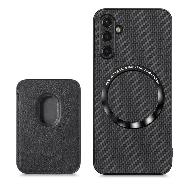 For Samsung Galaxy A14 5G Carbon Fiber Leather Card Magsafe Magnetic Phone Case(Black)