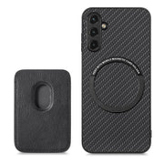 For Samsung Galaxy A14 5G Carbon Fiber Leather Card Magsafe Magnetic Phone Case(Black)