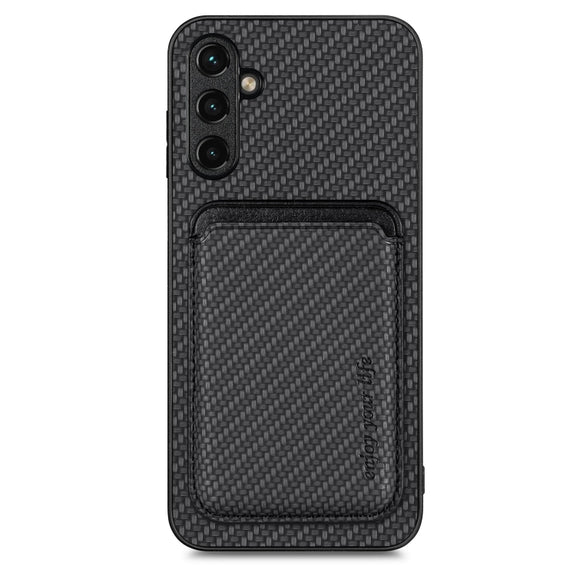 For Samsung Galaxy A14 5G Carbon Fiber Leather Card Magsafe Magnetic Phone Case(Black)