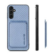 For Samsung Galaxy A14 5G Carbon Fiber Leather Card Magsafe Magnetic Phone Case(Blue)