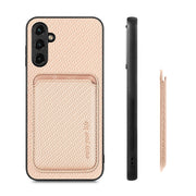 For Samsung Galaxy A14 5G Carbon Fiber Leather Card Magsafe Magnetic Phone Case(Khaki)