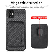 For Samsung Galaxy A04 4G Carbon Fiber Leather Card Magsafe Magnetic Phone Case(Black)