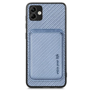 For Samsung Galaxy A04 4G Carbon Fiber Leather Card Magsafe Magnetic Phone Case(Blue)