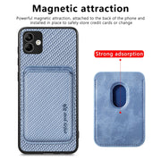 For Samsung Galaxy A04 4G Carbon Fiber Leather Card Magsafe Magnetic Phone Case(Blue)