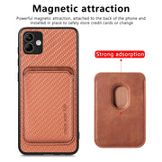 For Samsung Galaxy A04 4G Carbon Fiber Leather Card Magsafe Magnetic Phone Case(Brown)