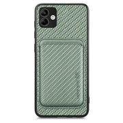 For Samsung Galaxy A04 4G Carbon Fiber Leather Card Magsafe Magnetic Phone Case(Green)
