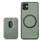 For Samsung Galaxy A04 4G Carbon Fiber Leather Card Magsafe Magnetic Phone Case(Green)