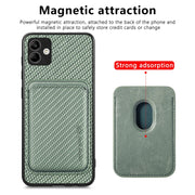 For Samsung Galaxy A04 4G Carbon Fiber Leather Card Magsafe Magnetic Phone Case(Green)