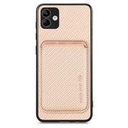 For Samsung Galaxy A04 4G Carbon Fiber Leather Card Magsafe Magnetic Phone Case(Khaki)