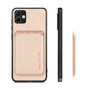 For Samsung Galaxy A04 4G Carbon Fiber Leather Card Magsafe Magnetic Phone Case(Khaki)