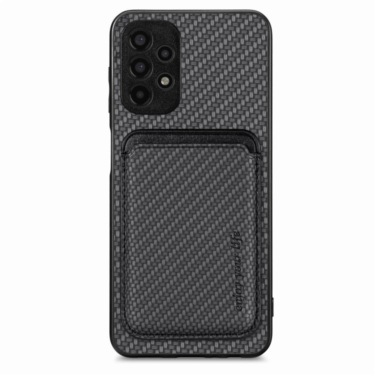 For Samsung Galaxy A13 4G Carbon Fiber Leather Card Magsafe Magnetic Phone Case(Black)
