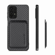 For Samsung Galaxy A13 4G Carbon Fiber Leather Card Magsafe Magnetic Phone Case(Black)