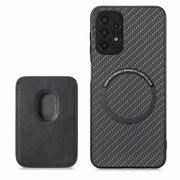 For Samsung Galaxy A13 4G Carbon Fiber Leather Card Magsafe Magnetic Phone Case(Black)