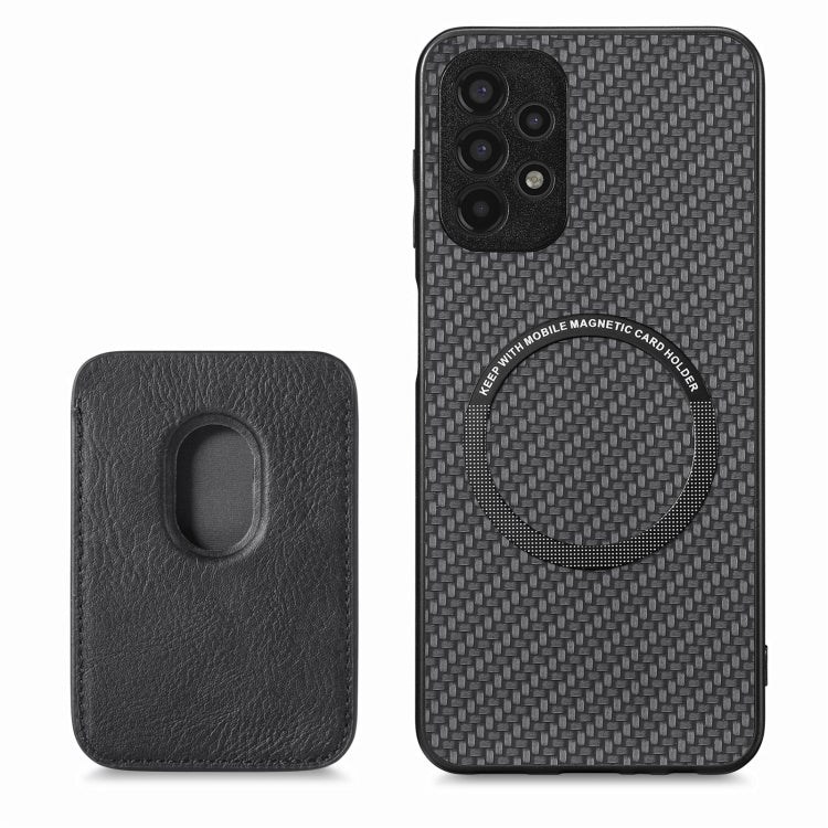 For Samsung Galaxy A13 4G Carbon Fiber Leather Card Magsafe Magnetic Phone Case(Black)