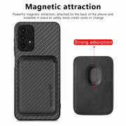For Samsung Galaxy A13 4G Carbon Fiber Leather Card Magsafe Magnetic Phone Case(Black)