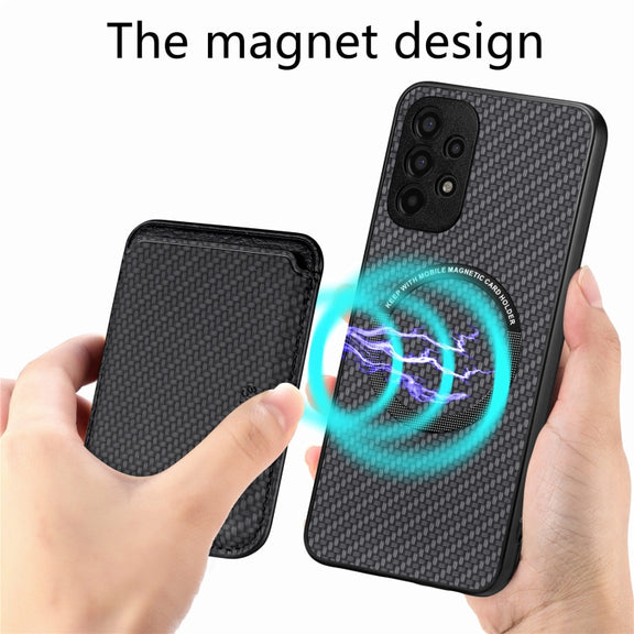 For Samsung Galaxy A13 4G Carbon Fiber Leather Card Magsafe Magnetic Phone Case(Black)