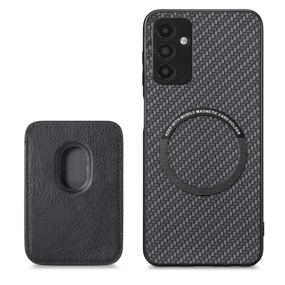 For Samsung Galaxy A13 5G Carbon Fiber Leather Card Magsafe Magnetic Phone Case(Black)