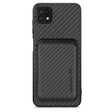 For Samsung Galaxy A22 5G Carbon Fiber Leather Card Magsafe Magnetic Phone Case(Black) - Galaxy Phone Cases by PMC TechLife | Online Shopping South Africa | PMC TechLife