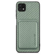 For Samsung Galaxy A22 5G Carbon Fiber Leather Card Magsafe Magnetic Phone Case(Green) - Galaxy Phone Cases by PMC TechLife | Online Shopping South Africa | PMC TechLife