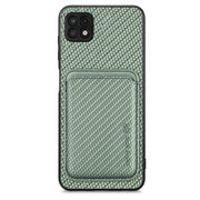 For Samsung Galaxy A22 5G Carbon Fiber Leather Card Magsafe Magnetic Phone Case(Green)