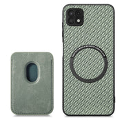 For Samsung Galaxy A22 5G Carbon Fiber Leather Card Magsafe Magnetic Phone Case(Green)