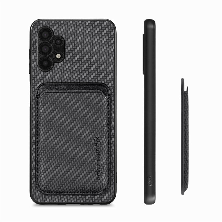 For Samsung Galaxy A32 5G Carbon Fiber Leather Card Magsafe Magnetic Phone Case(Black)