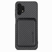 For Samsung Galaxy A32 5G Carbon Fiber Leather Card Magsafe Magnetic Phone Case(Black)