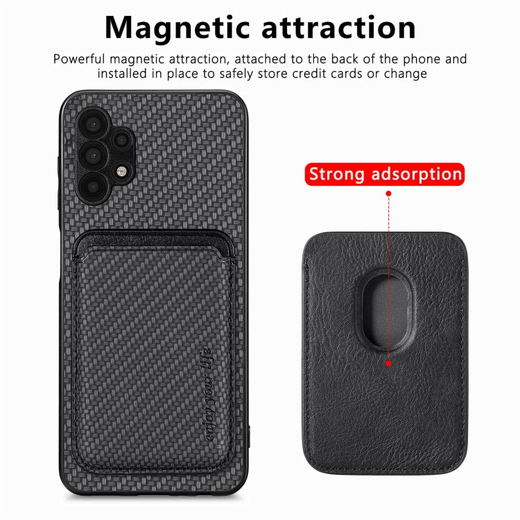 For Samsung Galaxy A32 5G Carbon Fiber Leather Card Magsafe Magnetic Phone Case(Black)