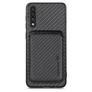 For Samsung Galaxy A50 Carbon Fiber Leather Card Magsafe Magnetic Phone Case(Black)