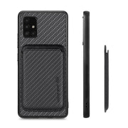For Samsung Galaxy A51 5G Carbon Fiber Leather Card Magsafe Magnetic Phone Case(Black)