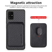 For Samsung Galaxy A51 5G Carbon Fiber Leather Card Magsafe Magnetic Phone Case(Black)