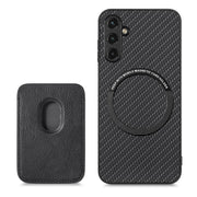 For Samsung Galaxy A54 5G Carbon Fiber Leather Card Magsafe Magnetic Phone Case(Black)