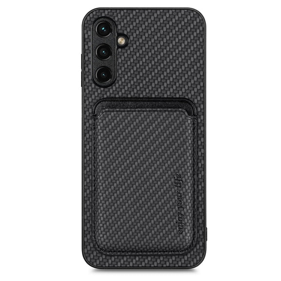 For Samsung Galaxy A54 5G Carbon Fiber Leather Card Magsafe Magnetic Phone Case(Black)